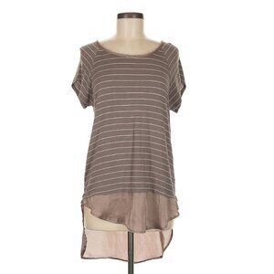 Bordeaux Women's Brown Short Sleeve Top Size M - Mixed Fabrics, Comfy Casual